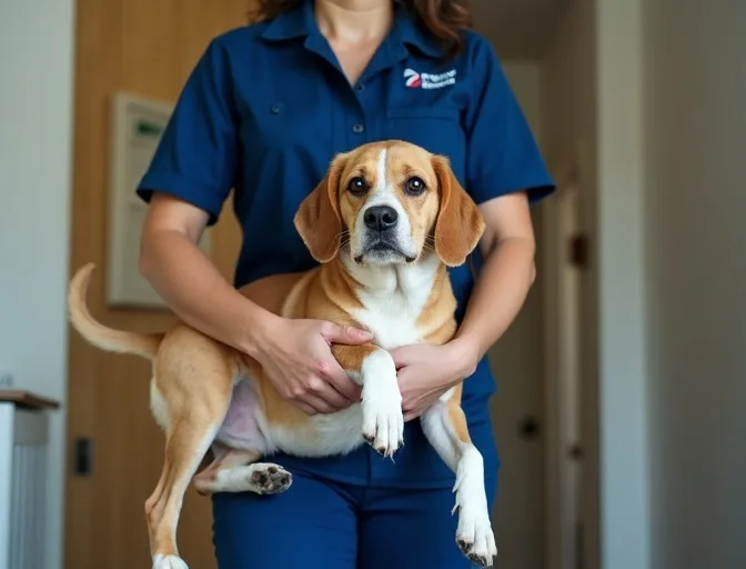 Technician respectfully transporting a deceased dog in Botanic Ridge